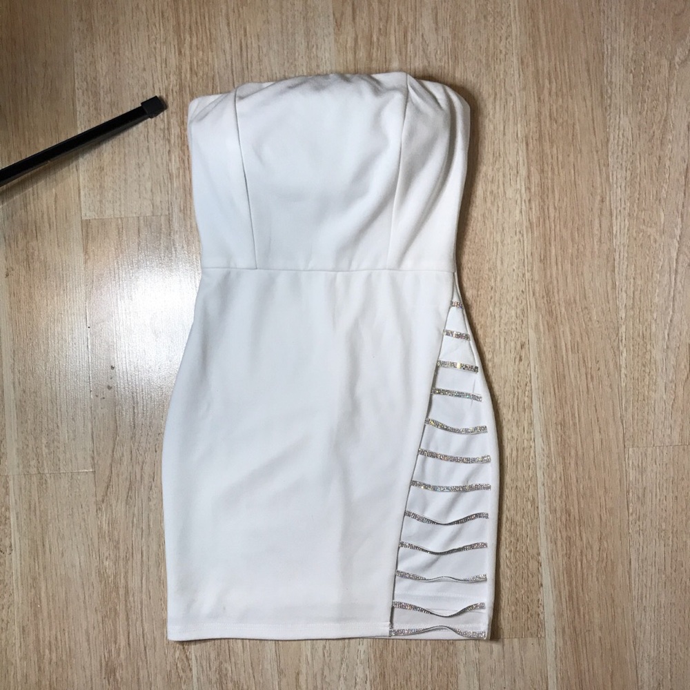 Rhinestone White Clubbing Dress